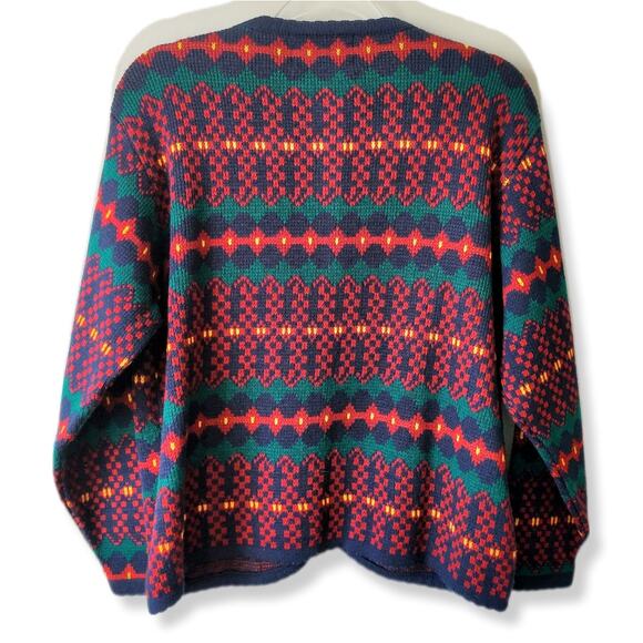 Vtg 80s Tally Ho Granny Cardigan Sweater L Multicolor Gold Button Classic - Picture 4 of 8